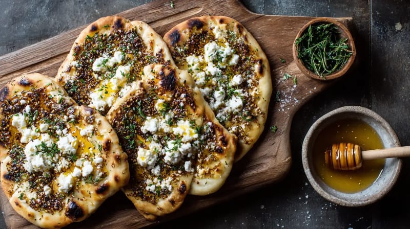 Za'atar Flatbreads with Feta and Honey