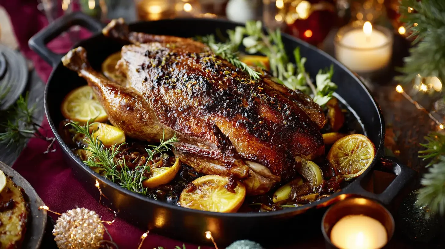 Roast Duck with Citrus, Juniper & Honey Glaze