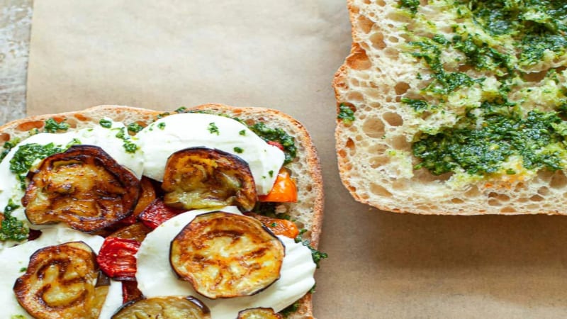 Roasted Veg & Mozzarella Toastie for Lunch