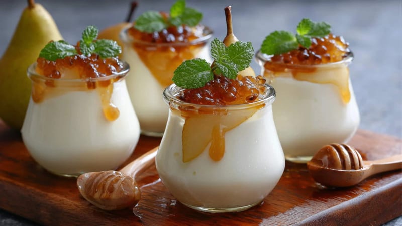 Honey Pear Yogurt Pots